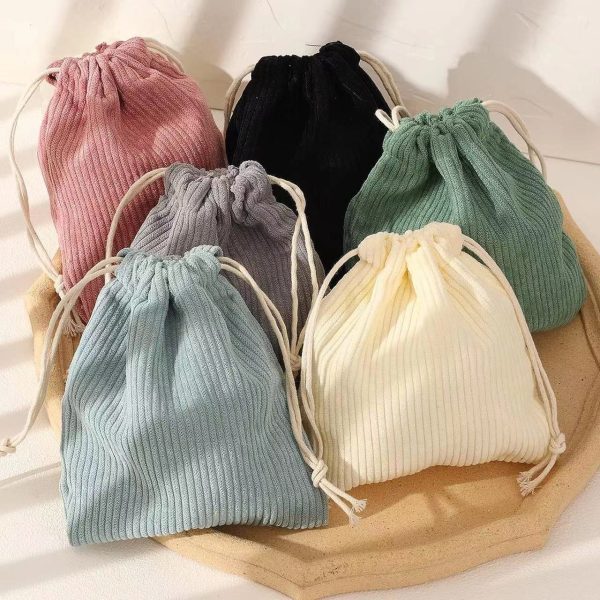 New Recommend Candy Color Corduroy Lipstick Cosmetic Storage Drawstring Dust Bag With Printable LOGO - 图片 7