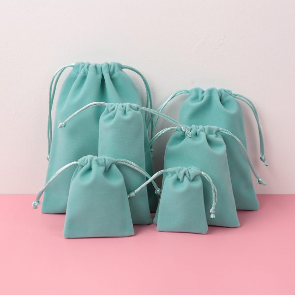 In Stock Mini Size Beautiful Custom Logo Soft Jewelry Packaging Pouch Travel Dust Drawstring Velvet Bag