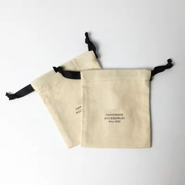 Luxury Custom Printed Eco Organic Soft Thin Recycled Canvas Brushed Twill Calico Cotton Flannel Linen Mesh Muslin Drawstring Bag - 图片 2