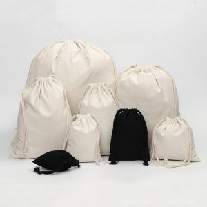 Candle Gifts Custom Logo Printed Organic Cotton Dust Canvas Drawstring Pouch Bag for Shoe