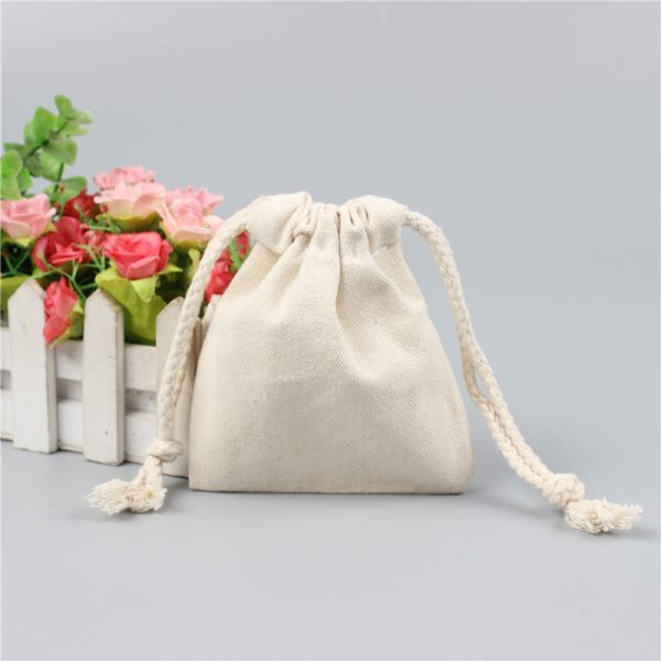 Eco Friendly Round Bottom Custom Printed Logo Gift Packaging Dust Pouch Organic Cotton Linen Drawstring Bag - 图片 2