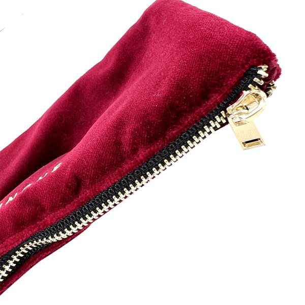 Custom Women Red Velvet Cosmetic Bag With Zipper Soft Velvet Portable Storage Plain Velvet Cosmetic Bag - 图片 4