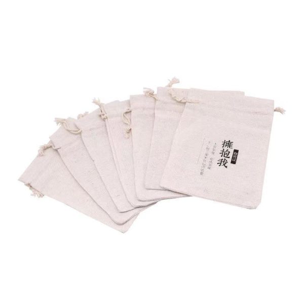 Eco Friendly Round Bottom Custom Printed Logo Gift Packaging Dust Pouch Organic Cotton Linen Drawstring Bag - 图片 3