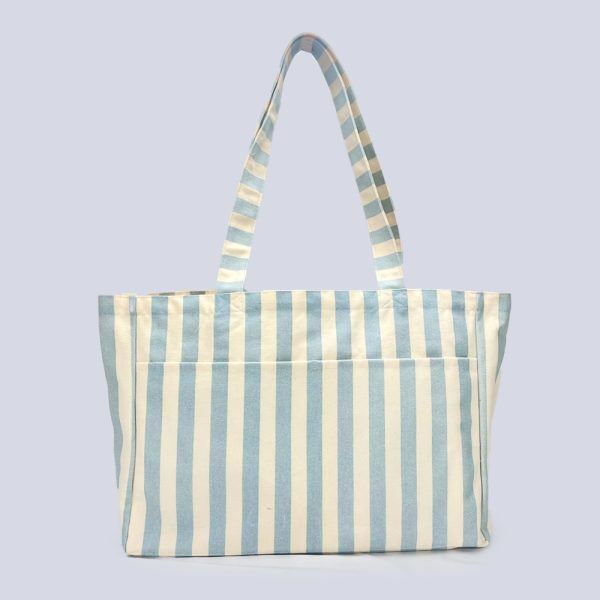 Wholesale Stripe Reusable Gift Travel Large Capacity Classic Students Shopping Custom Printed Logo Women Cotton Canvas Tote Bag - 图片 4