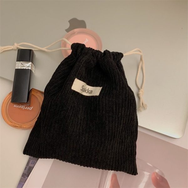 New Recommend Candy Color Corduroy Lipstick Cosmetic Storage Drawstring Dust Bag With Printable LOGO - 图片 4