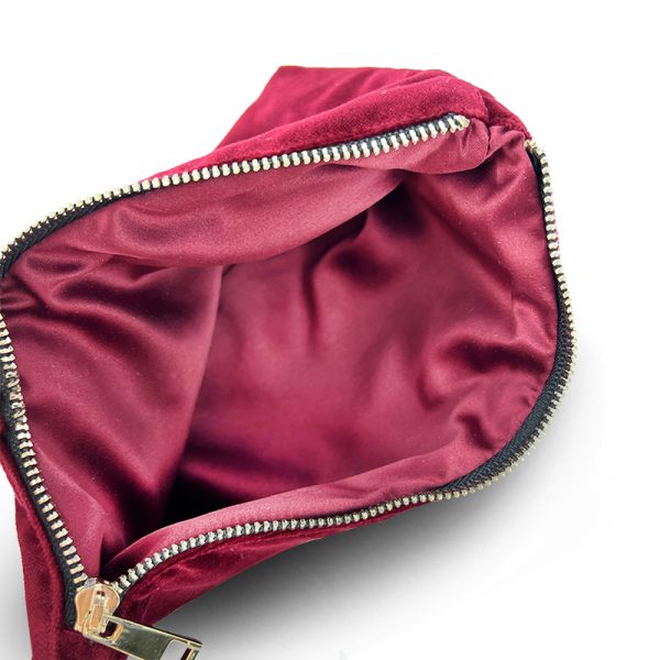 Custom Women Red Velvet Cosmetic Bag With Zipper Soft Velvet Portable Storage Plain Velvet Cosmetic Bag - 图片 6
