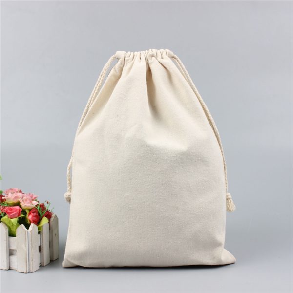 Eco Friendly Round Bottom Custom Printed Logo Gift Packaging Dust Pouch Organic Cotton Linen Drawstring Bag - 图片 5