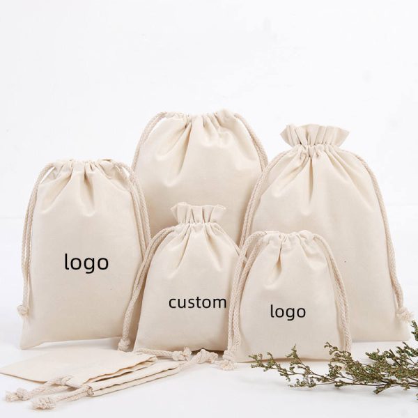 Eco Friendly Round Bottom Custom Printed Logo Gift Packaging Dust Pouch Organic Cotton Linen Drawstring Bag - 图片 6