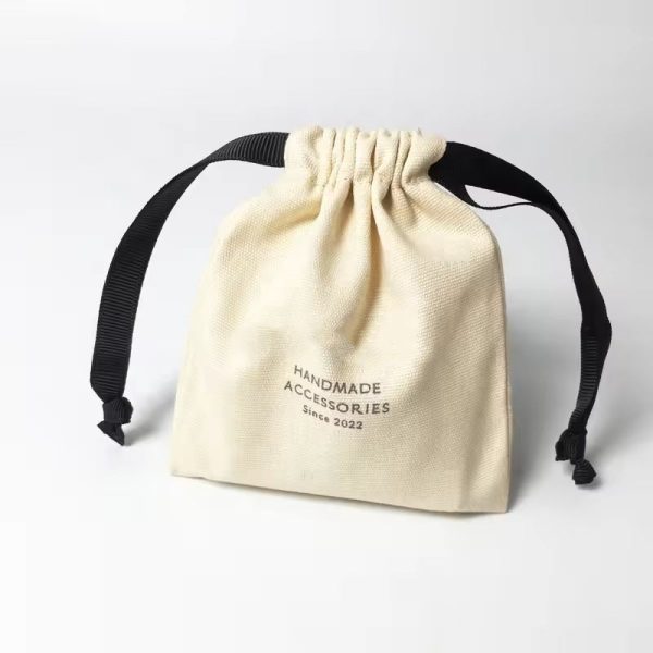 Luxury Custom Printed Eco Organic Soft Thin Recycled Canvas Brushed Twill Calico Cotton Flannel Linen Mesh Muslin Drawstring Bag - 图片 6