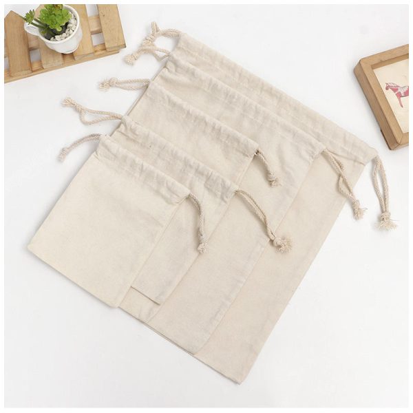 Candle Gifts Custom Logo Printed Organic Cotton Dust Canvas Drawstring Pouch Bag for Shoe - 图片 2