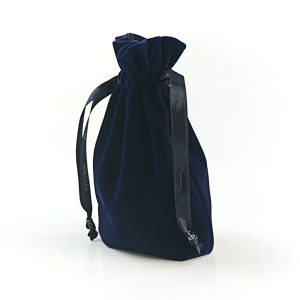 Custom Logo Printed Velvet Drawstring Bottom Cosmetic Pouch Brown Soft Velvet Gift Packaging Dust Bag