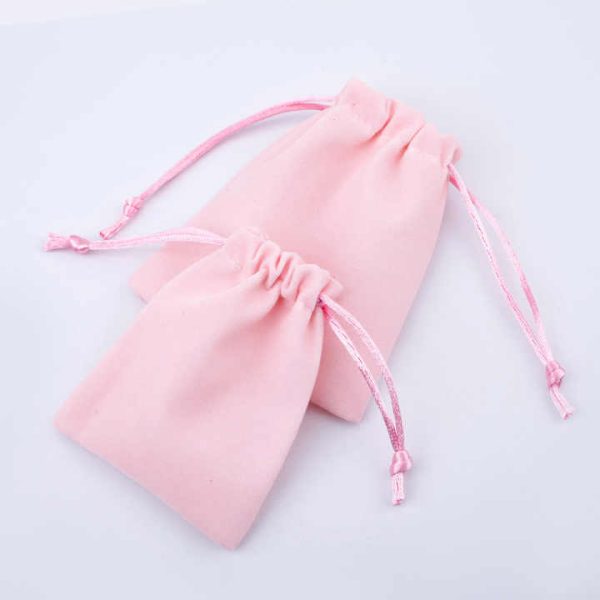Key Chain With Bag Bracelet Jewelry Gift Bag Suede Velvet Small Drawstring Jewelry Bag Green - 图片 2
