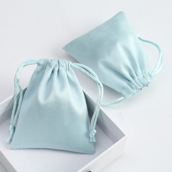 Key Chain With Bag Bracelet Jewelry Gift Bag Suede Velvet Small Drawstring Jewellery Bag Green - 图片 3