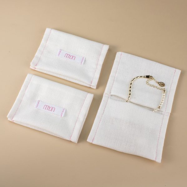 Luxury Embroidered Elegant Look Protective Travel Organizer Custom Branding Jewelry Display Cotton Envelope Pouch - 图片 5