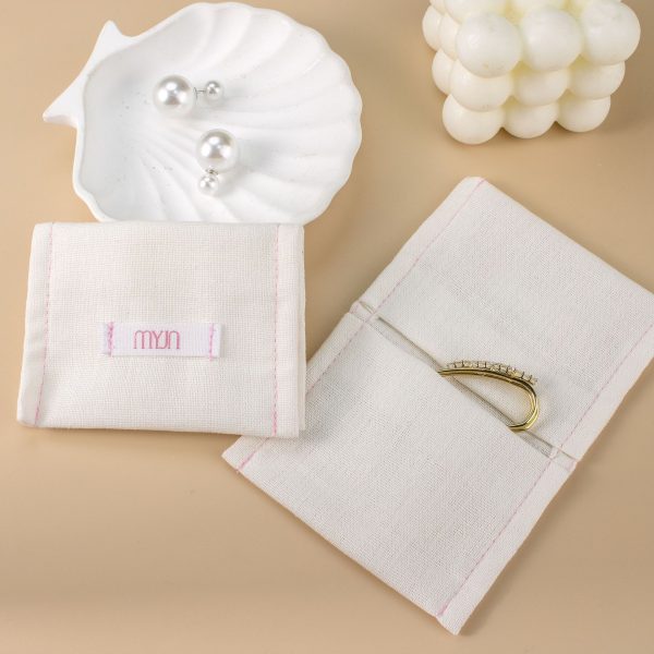Luxury Embroidered Elegant Look Protective Travel Organizer Custom Branding Jewelry Display Cotton Envelope Pouch - 图片 3