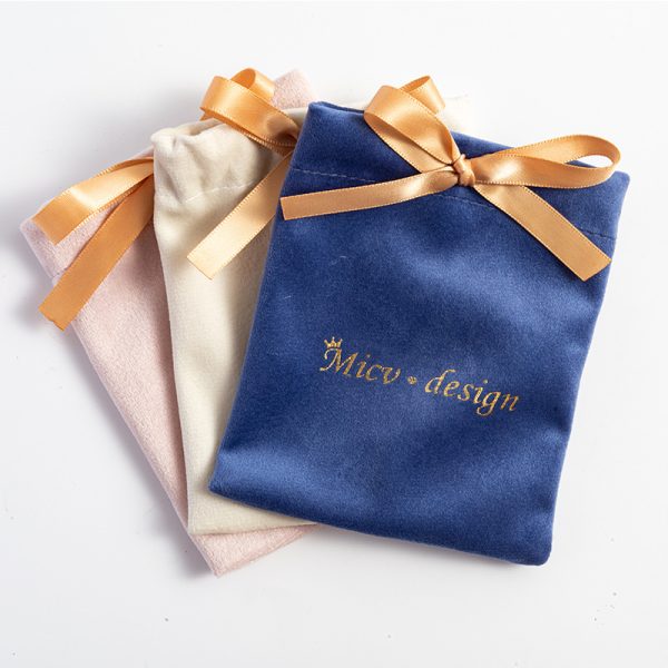 Luxury Soft Pink Velvet Pouch for Jewelry Customized Drawstring Velvet Bags Dust Gift Cosmetic Packaging Bag - 图片 2