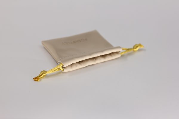 Customized white leather drawstring pocket, premium product packaging bag, from a bag factory in China